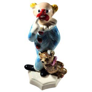 Porcelain Clown Figurine Teddy Bear Goebel W. Germany circus vintage